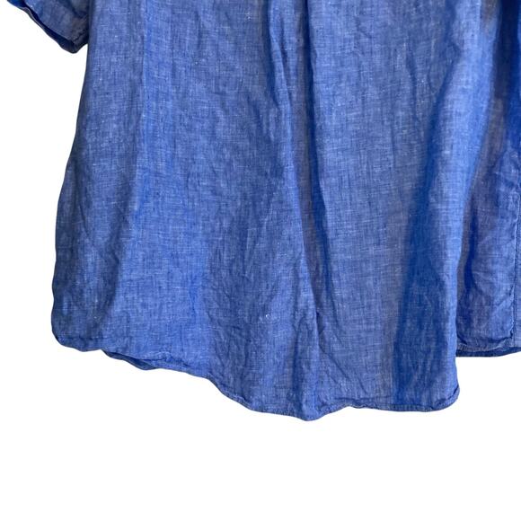 Lands End Blue Traditional Fit Linen Short Sleeve Classic Button Down Shirt XL - Picture 13 of 16